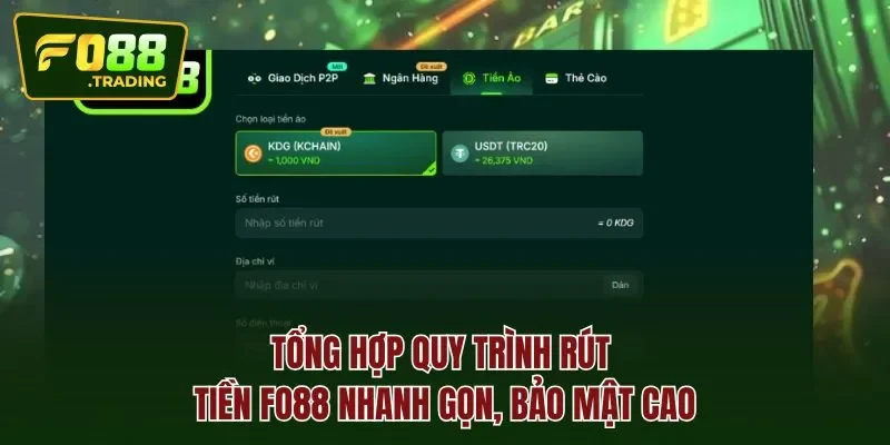 Tổng hợp quy trình rút tiền Fo88 nhanh gọn, bảo mật cao